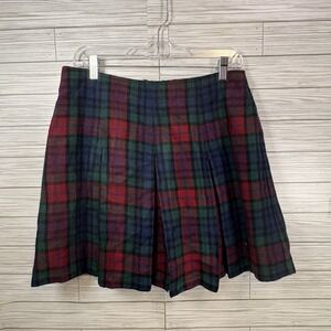 Vintage Express Marque Deposée Acrylic Red Green Blue‎ Plaid Mini Skirt Sz 13/14